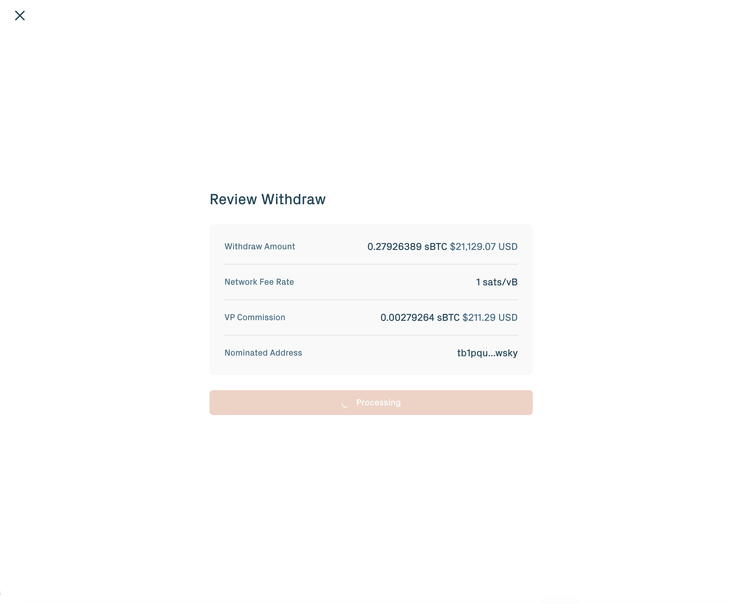 Withdraw processing