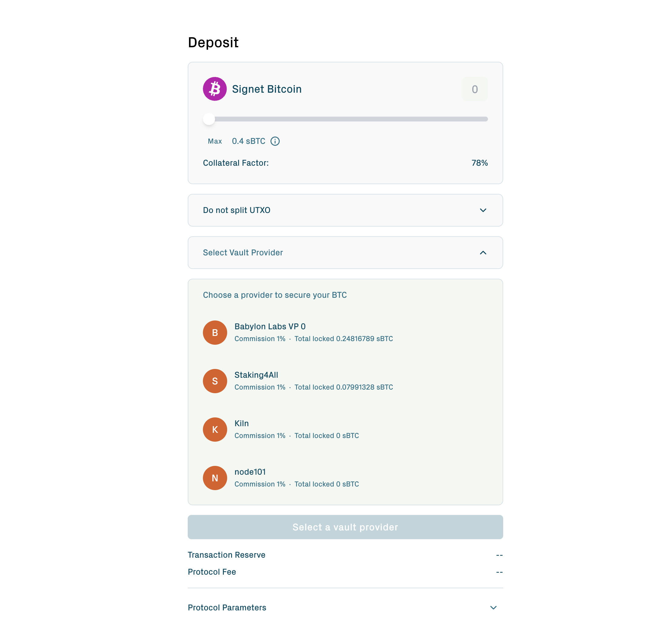 Vault provider dropdown