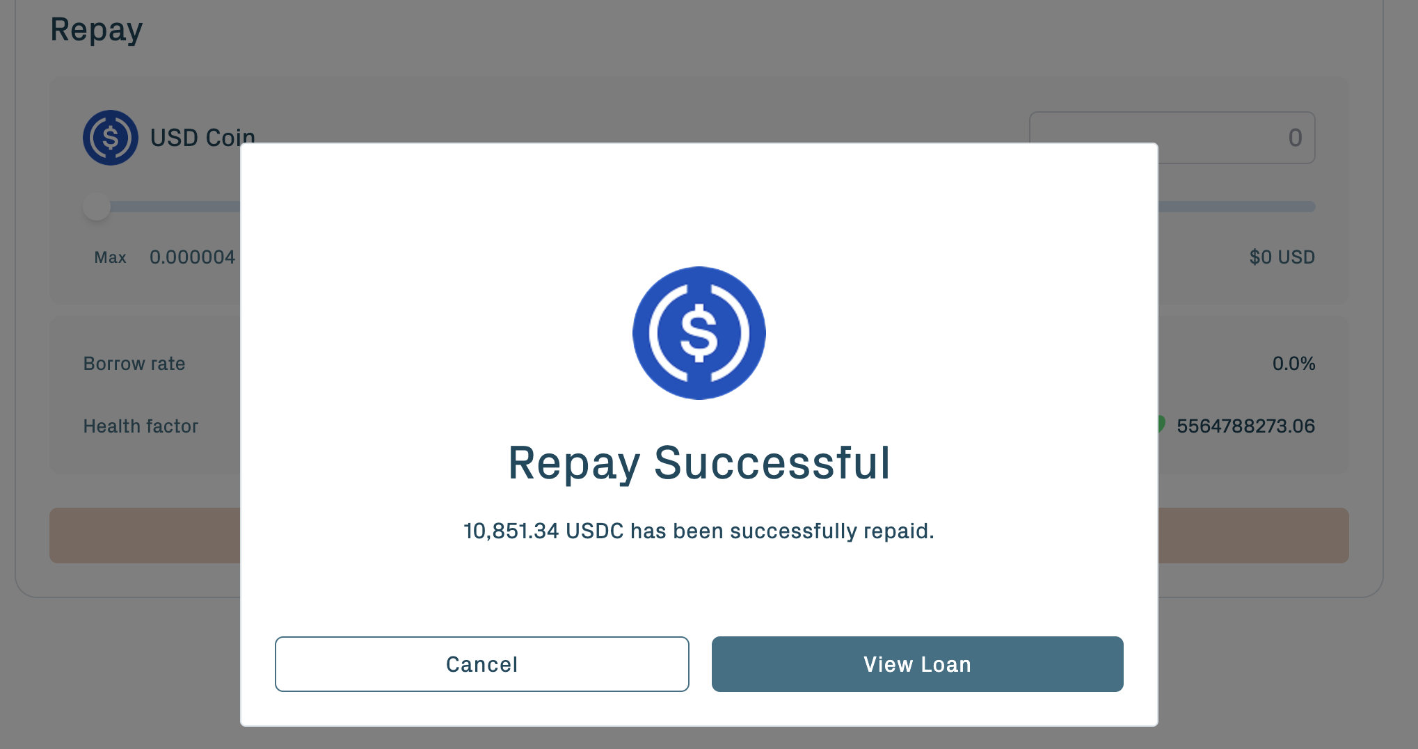 Repay confirmed