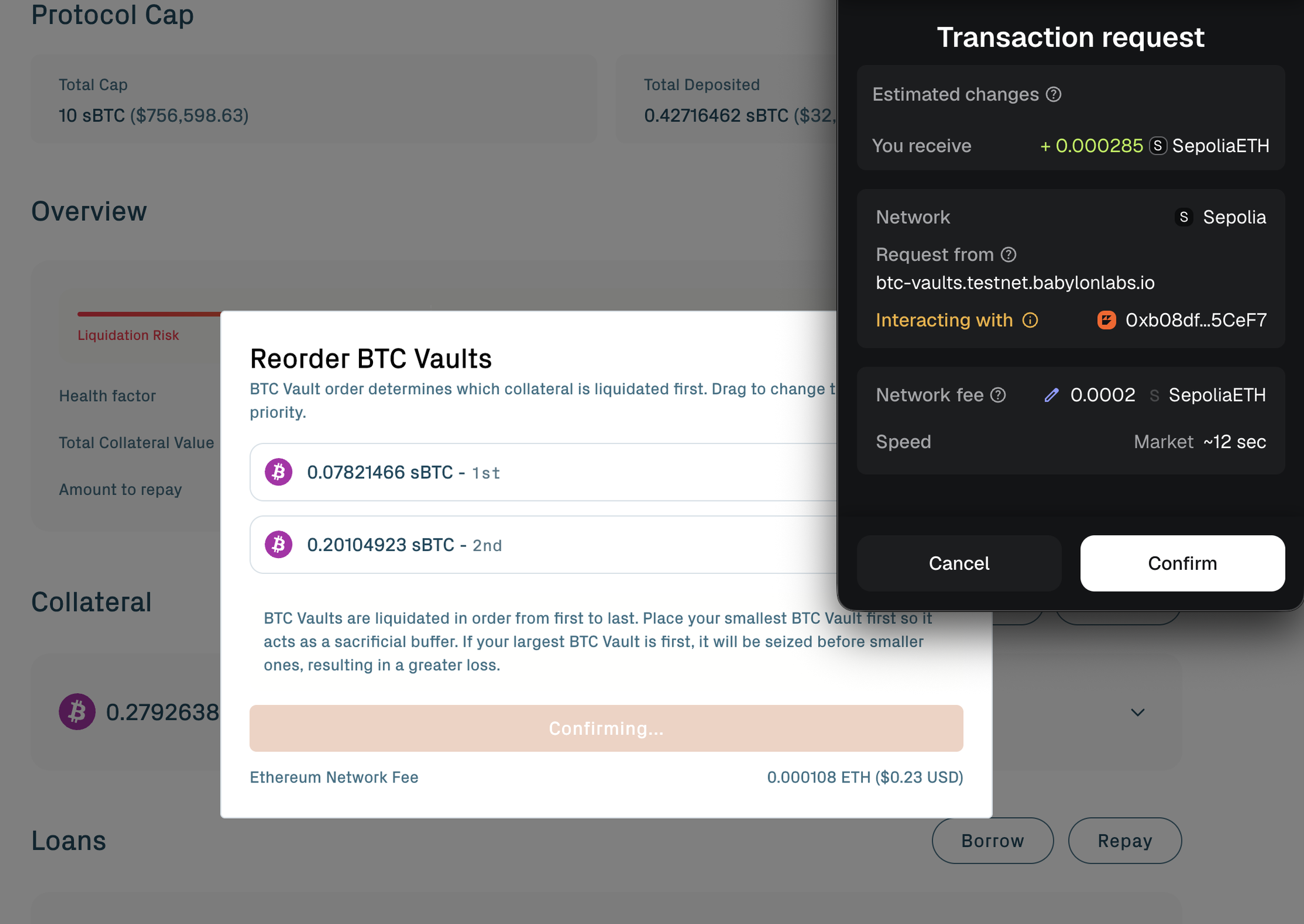 Reorder confirmation