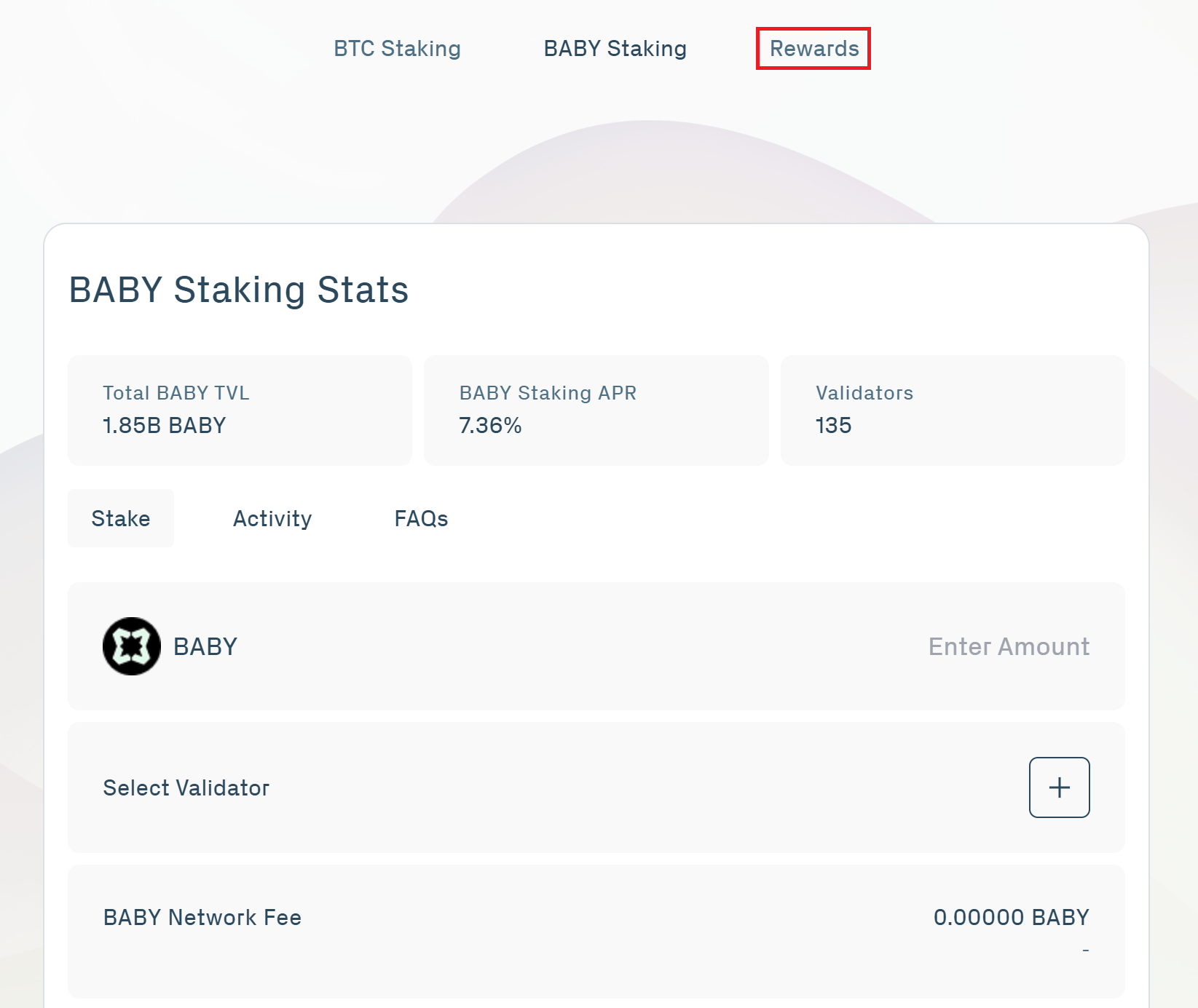 BABY Staking via Web Step 8.1