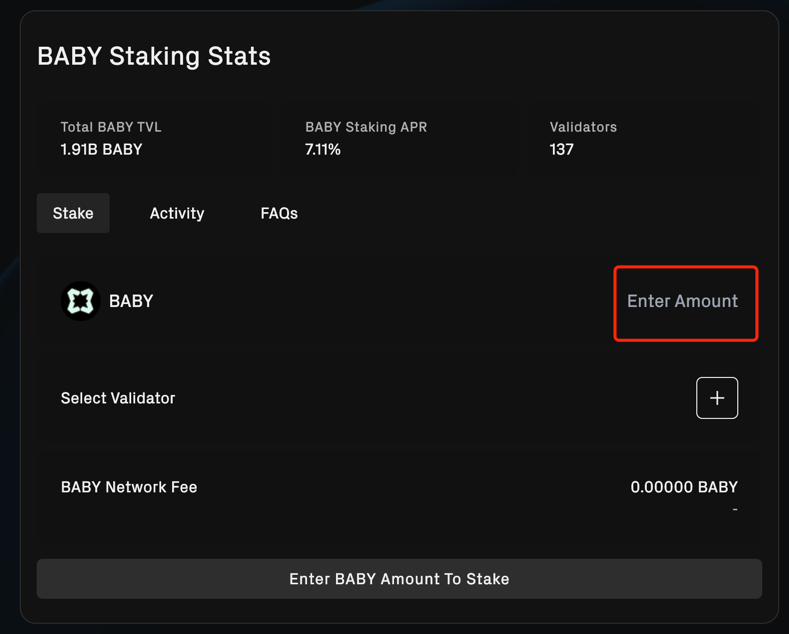 BABY Staking via Web Step 3