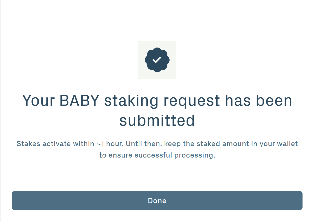 BABY Staking via Web Step 6.3