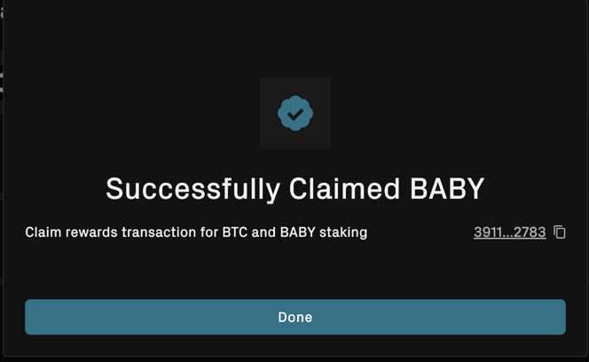 BABY Staking via Web Step 8.4