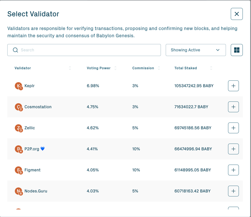 Validator Selection